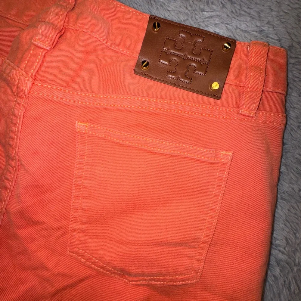 Tory Burch Pants Cropped Skinny Jeans Orange Mid Rise Womens 26 Old Money Luxury